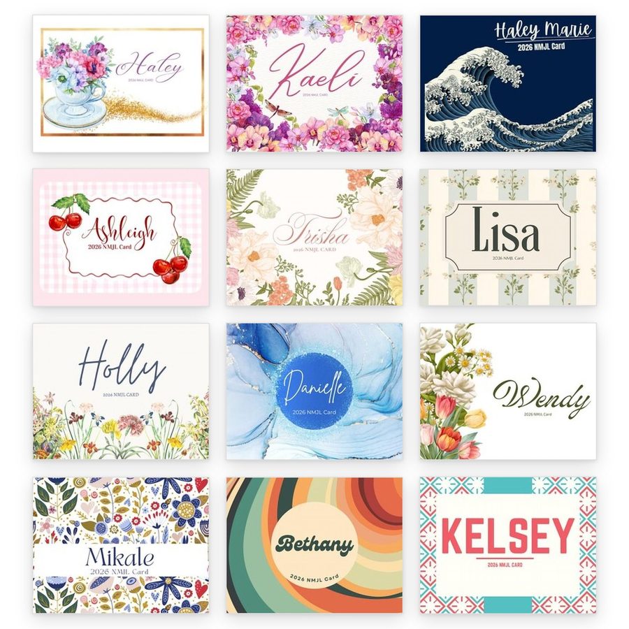 Twelve custom name card cover designs, Set 1